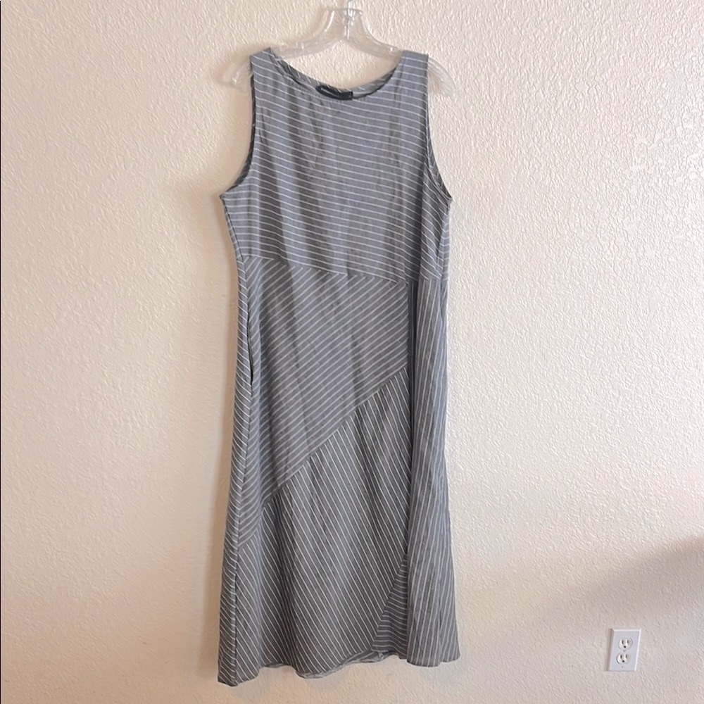 NWT 100% Cotton Celmia Gray Sleeveless Scoop Neck Sheath Maxi Dress